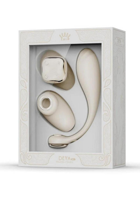 Zalo Deya Rechargeable Silicone App Compatible Wearable Vibrator Set - White/Gold