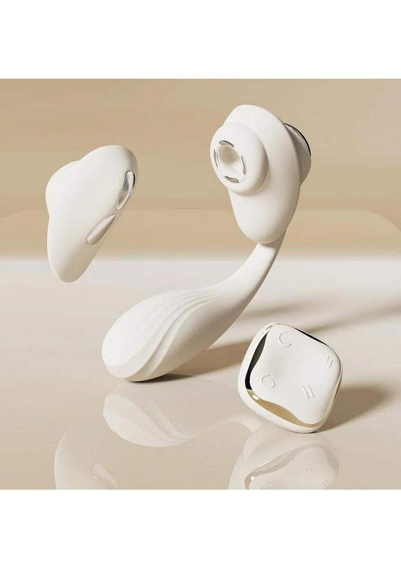 Zalo Deya Rechargeable Silicone App Compatible Wearable Vibrator Set - White/Gold