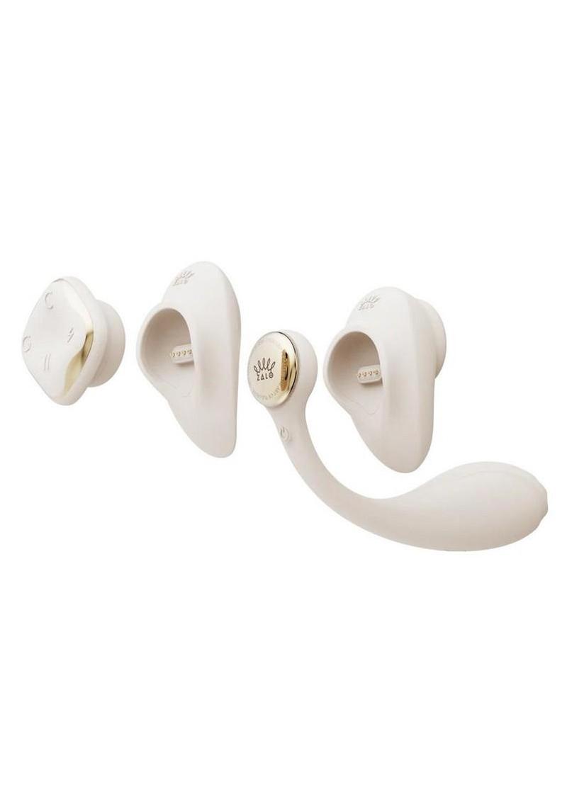 Zalo Deya Rechargeable Silicone App Compatible Wearable Vibrator Set - White/Gold